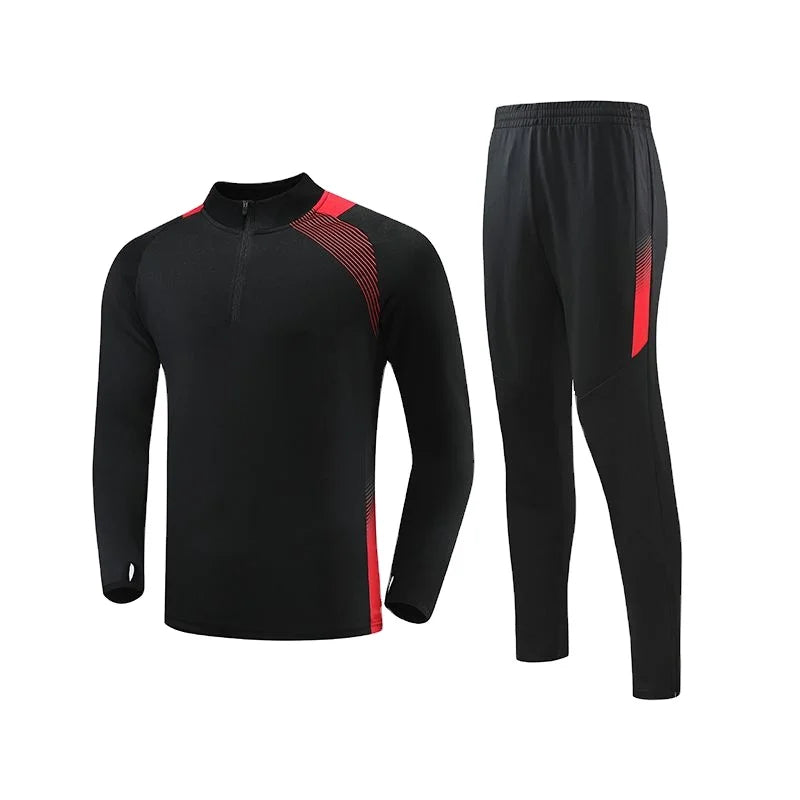 New Design Custom Blank Long Sleeve Quick Dry Breathable Heavyweight Winter Men's Sports Gym Running Suit Polyester Football