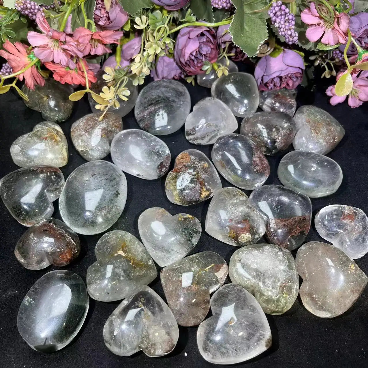 Wholesale Phantom Quartz Healing Stones Crystal Garden Quartz Heart  for Decoration