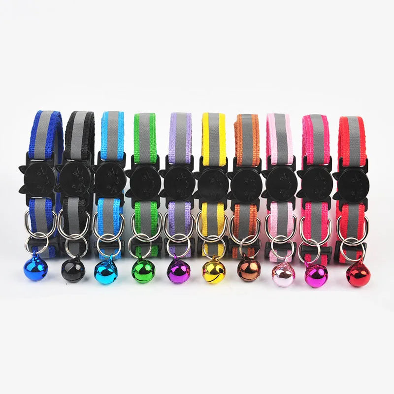 12 Colors Nylon Cat Collar Reflective Safety Breakaway Pet Puppy Small Dog Kitten Cat Collar with Bell