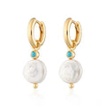 Hot Selling Fashion Fine Jewelry S925 Sterling Silver Simple Baroque Shell Pearl Hoop Earrings for Ladies Gifts
