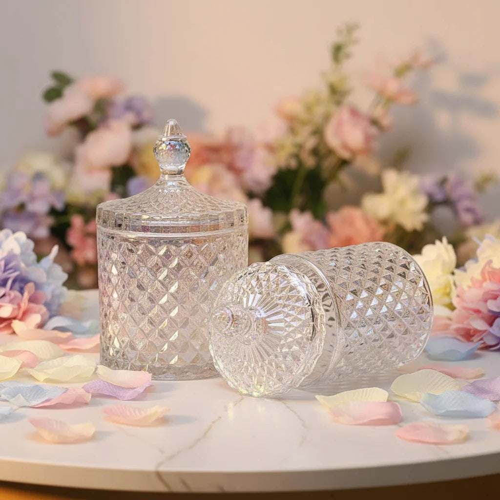 Wholesale Luxury Empty 10 oz Glass Candlestick Holder Candle Jars with Lid for for Home Decoration