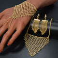 Bohemian Luxury 14K Gold Plated Tassels Earring Ring Necklace and Bracelet Jewellery Sets