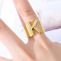 Alphabet Jewelry Women Anillos De Oro Custom Adjustable Retro Brass Gold Plated Initial H K S Letter Rings