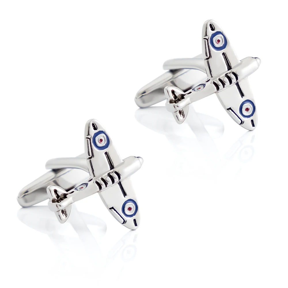 JINJIE  New Arrival Fashion Personalised Brass Novelty Silver 3D Airplane Cufflinks Gift for Men