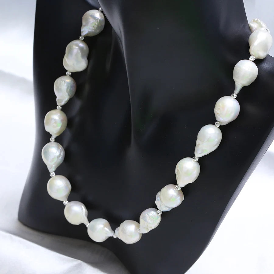Wholesale 3A White Natural Freshwater Baroque Pearl Necklace Large Fashion Jewelry for Weddings Anniversaries and Gifts