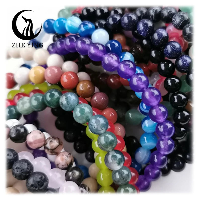 Zhe Ying  Crystals Healing Stones Jewelry 6/8/10mm Wholesale Reloj Pulsera Mujer Chakra Stone Bracelet Stone Beads Bracelet