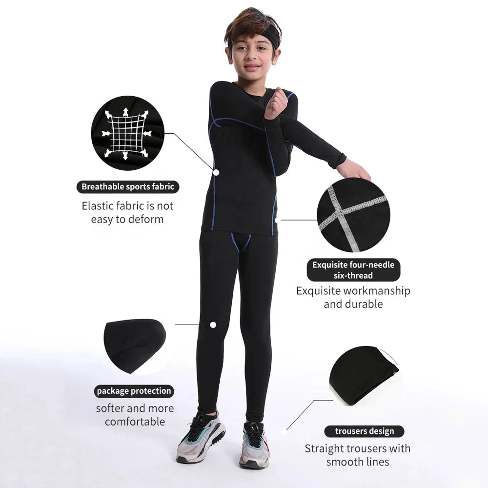 Children's Student Sports Tracksuits White Long Pants and Tights Seamless Yoga Suit for Boys and Girls School Training Jogging