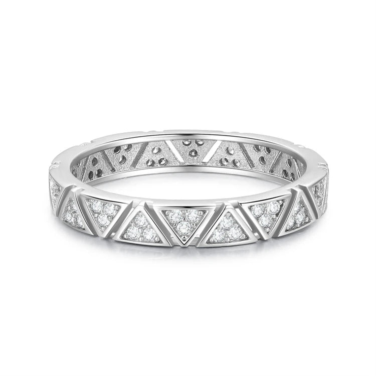 Simple Trendy Jewelry 925 Sterling Silver Geometric Triangle Shape Band Rings Women CZ Diamond Stackable Finger Ring