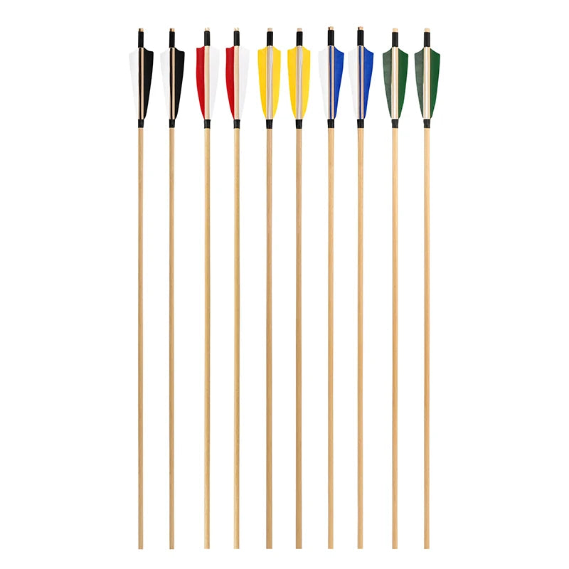 Archery 32 Inch Traditional Target Hunting Arrows Turkey Feather Wooden Arrow for Traditional Recurve Long Bow