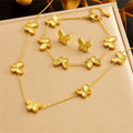 Fashion Design Striped Stainless Steel butterfly Necklace Earrings Bracelet Jewelry Exquisite Ladies Jewelry Set