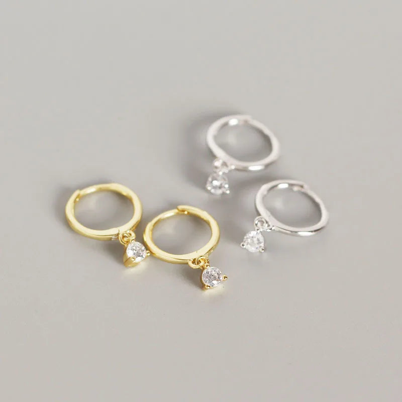 Hot Selling Vintage Gold Sterling Silver 925 Earrings for Women Clear Zircon Huggie Fashion Hoop Earrings for Parties Gifts