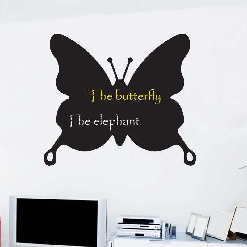 Eco-Friendly Removable PVC Butterfly Wall Stickers Waterproof Erasable Black Vinyl Chalkboard for Writing and Drawing
