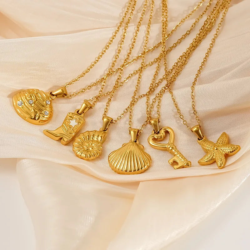 New Arrivals Women's Stainless Steel Geometric Pendant Necklace with Gold-Color Plating Trendy Design for Party Occasions