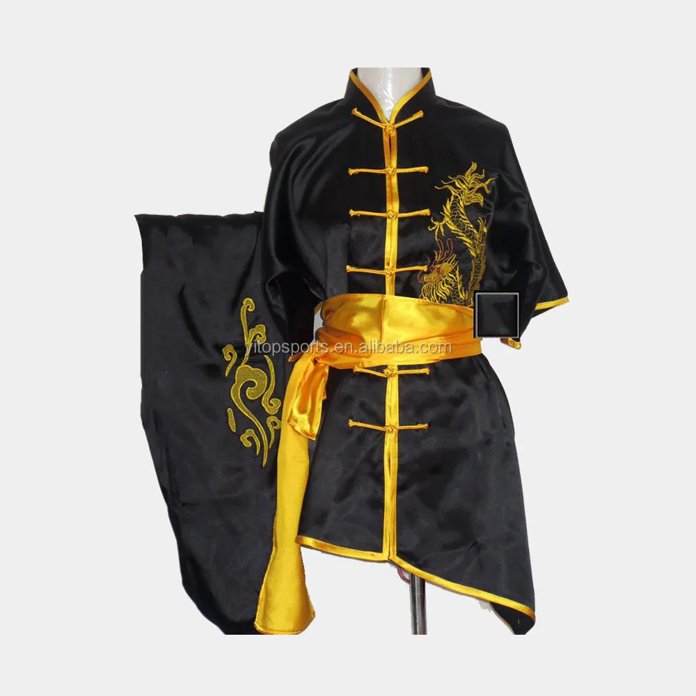Custom Tai Chi Uniform Chinese Embroidery Dragon Taiji Taichi Satin Uniforms
