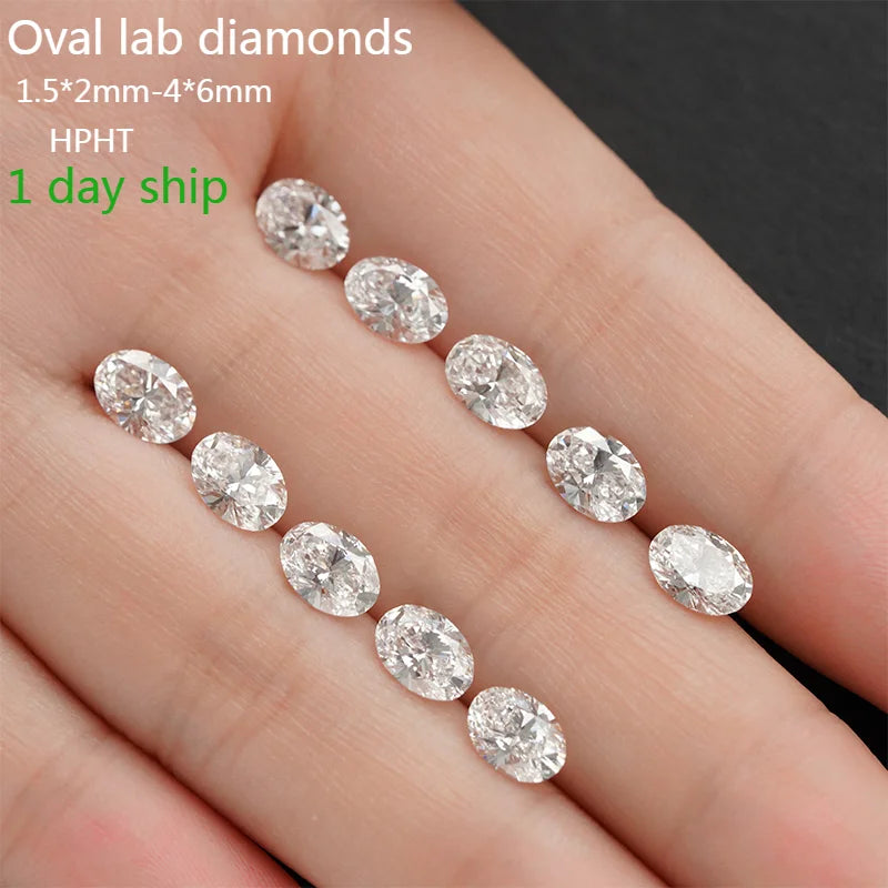 1.5*2mm Lab Grown Diamonds Oval Shape Hpht Melee Size Ova Lab Diamond Without Certificate Oval Cut Loose Lab Diamonds Def Vs 4*6