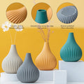 Simple Vertical Pattern Small Flower Vase Arrangement Colorful Aromatherapy Ceramic Tabletop Dried Flower Frosted Vase