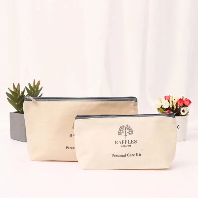 Genuine Canvas Bag Promotional Cosmetic Makeup Brush Set Cute Cotton Pouch With Zipper