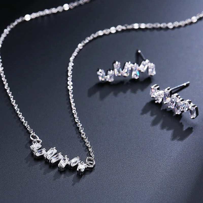 Zircon 2pcs Jewelry Big Necklace And Earrings Pendant Set Accessories Suitable Of Women Personality Irregular Zircon Jewelry Set