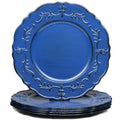13 Inch Vintage Baroque Party Banquet Embossed Plastic Lace Flower Table Charger Plates for Wedding Dinner Reception