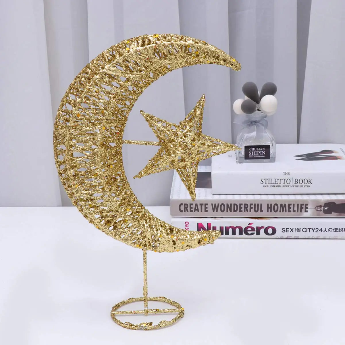 40CM Eid Hot Sale LED Wrought Iron Shape Lamp Stars and Moon Lamp Decoration Lamps for Home Room Decoration XJ0028-C