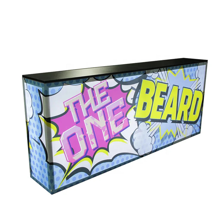 8ft New Design Aluminum Lockable Seamless Tension Fabric Lockable Storage LED Backlit Table Promotion Trade Show Counter
