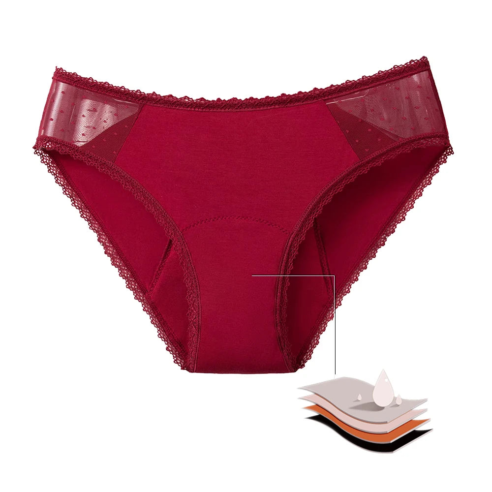 Bamboo Period Panties Lace Popular Physiological Briefs Women Menstrual Panties 4 Layers Leak Proof Underwear