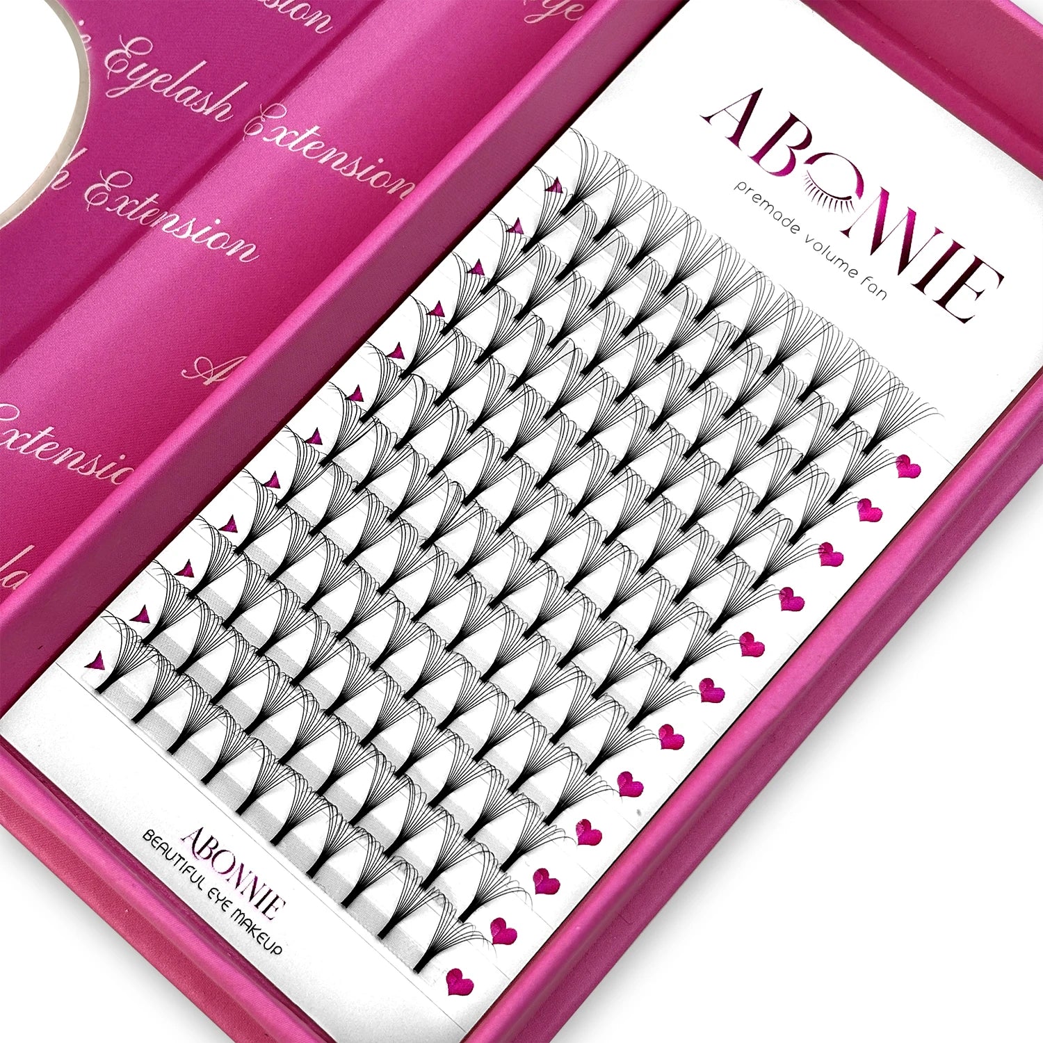 Abonnie Wholesale Heat Bonded 4D 5D 6D Premade Volume Fans Short Stem Pre Made Lash Extensions Customized Premade Lash Fans
