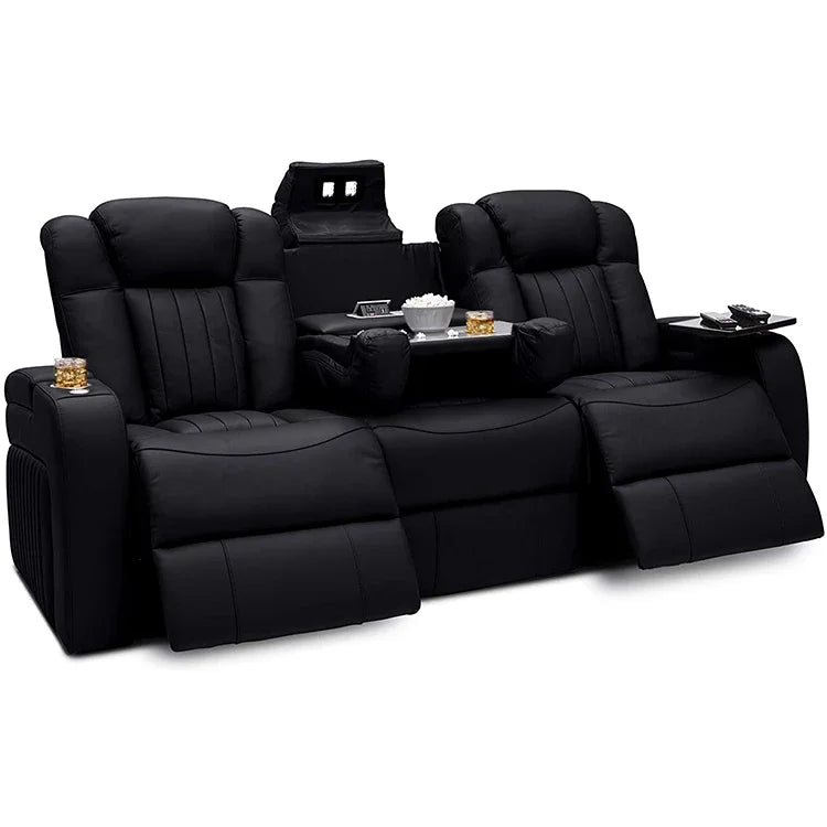 2024 Hot Sale Genuine Leather Recliner Sofa Sets Modern Sofa Power Recliner Home Theater Sofa with Cup Holder and Storage Box