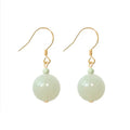 Wholesale Minimalist Earrings 14k Real Gold Plated Hook Earrings Chunky Fancy Crystal Ball White Green Jade Tassel Earrings