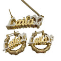 Two Color Plated Butterfly Hoop Bamboo Personalized Custom Name Earrings Women Gift