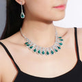 Europe and the United States Selling Color Crystal Rhinestone Necklace Earrings Two Piece Suit Fashion Women's Wedding Necklace