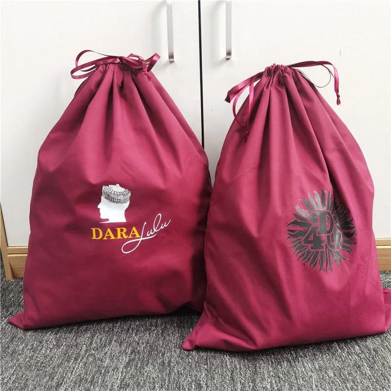 Chuanghua Luxury Dark Red Cotton Handbag Dust Bag Large Dust Bags for Purse Canvas Cotton Drawstring Bag