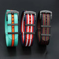 Wholesale Striped Seatbelt 1 Piece Fabric Watch Strap Herringbone 20mm 22mm Pvd Black Buckle Elastic Breathable Double Pass