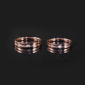 Abiding Groove Design Micro Insert Solitaire Princess Cut 925 Silver Rose Gold Plated Marriage Couple Ring for Men & Women