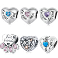 S925 Heart & Bear Charm Set - 925 Sterling Silver CZ DIY Jewelry Kit Adjustable Bracelet Chain for Mother-Baby Bonding Gifts MegaBDM