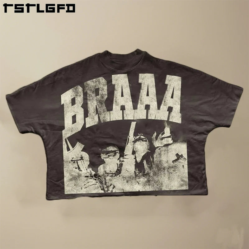 Custom Print Heavyweight Graphic Cotton Oversized Boxy T Shirt Men's High Street T Shirt Heavyweight Cotton Graphic Boxy Tee Men