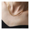 YF3493 Fashion Jewelry Multilayer Elegant Silky Thin Link Chain 18K Gold Plated Stainless Steel Layered Chokers Necklace