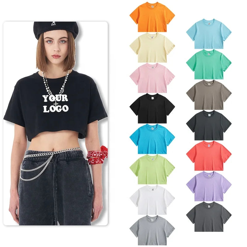 New Design Custom Logo T Shirt Cotton Girls' and Women's T-shirts in Bulk Blank t Shirts With Logo Custom Logo Printed