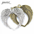 YuenZ Fashion Antique Angel Wings Charms Metal Pendant Charms Necklace Jewelry Making 73*26mm D428