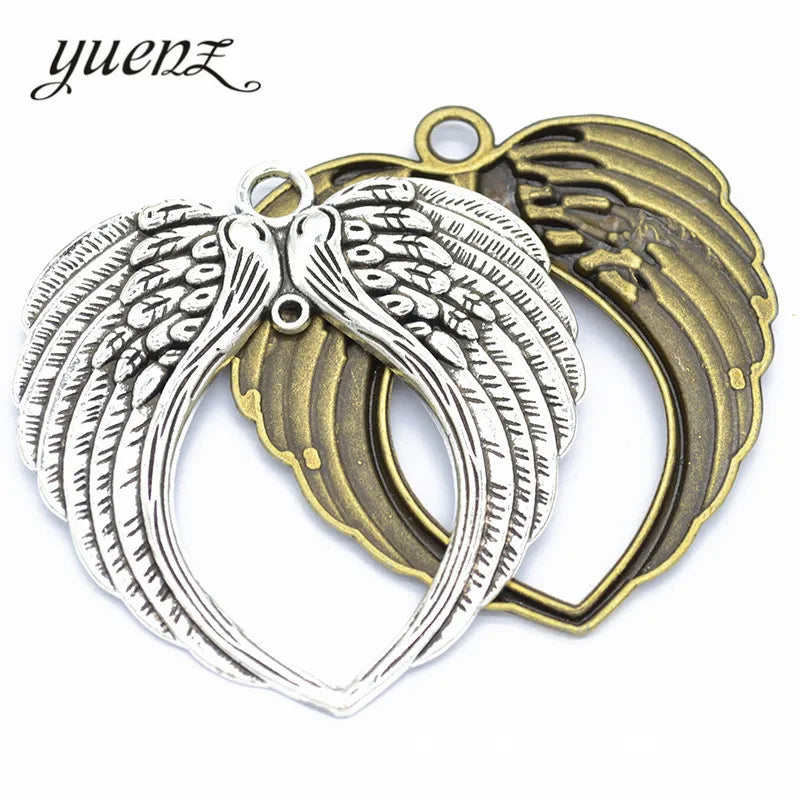 YuenZ Fashion Antique Angel Wings Charms Metal Pendant Charms Necklace Jewelry Making 73*26mm D428