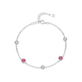 Fashion Exquisite Hand Jewelry Round Zircon Chain Bracelet 925 Sterling Silver Rhodium Plated Adjustable Bangle