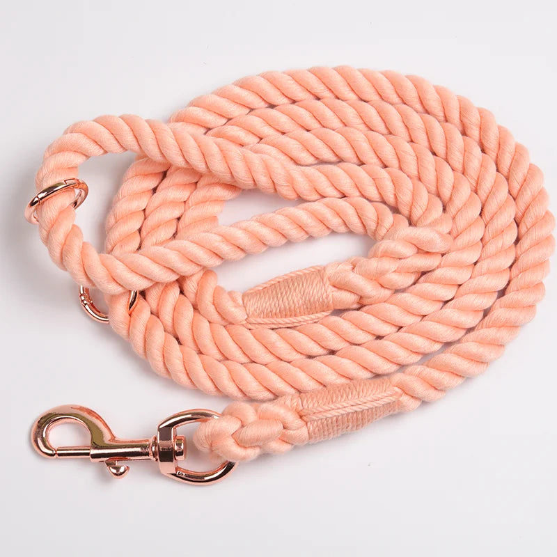 High Quality Custom Fashion Multifunction Handmade Soft Cotton Colorful Rope Braided Dog Leash