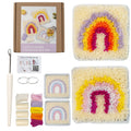 Rug Hooking Mesh Canvas Yarn Kit with Latch Hook for Rainbow Coaster DIY