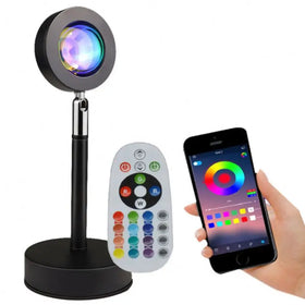 Minimalist Sunset Projection LED Floor Lamp for Living Room Corner Interior Lighting with Remote Control Switch