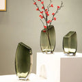 Hot Sale Creative Geometric Oblique Mouth square Transparent Glass Vase Nordic Light Luxury Decoration Glass Vase