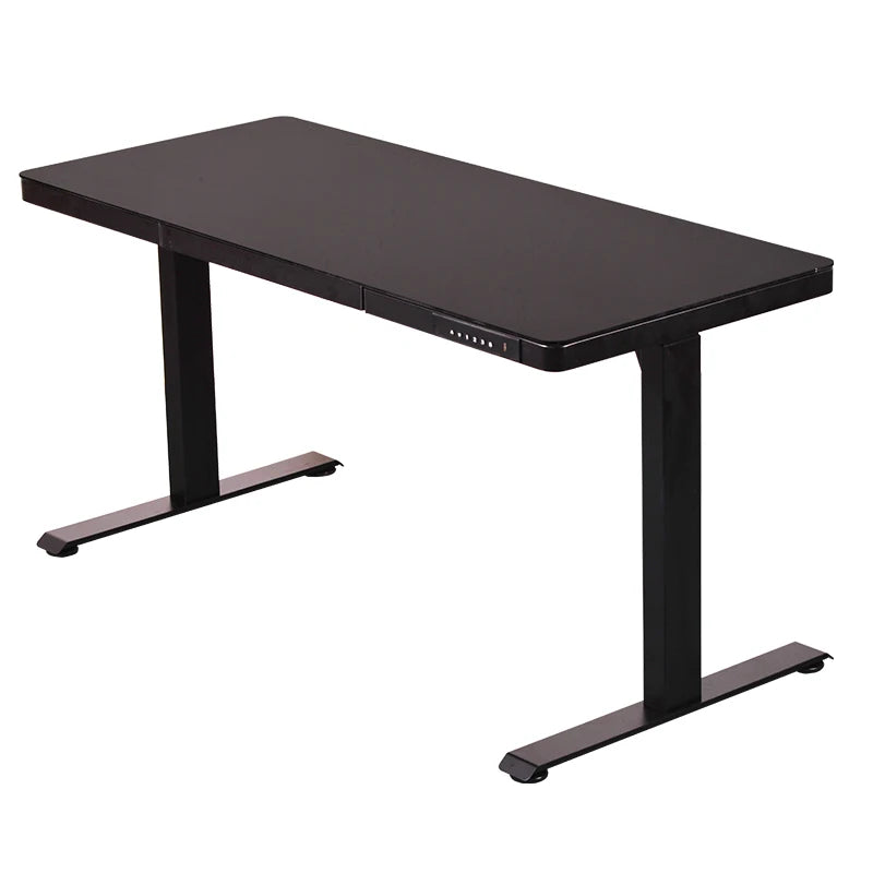 Ready to Ship Electric Height Adjustable Glass Top Desk Standing Desk With Drawer