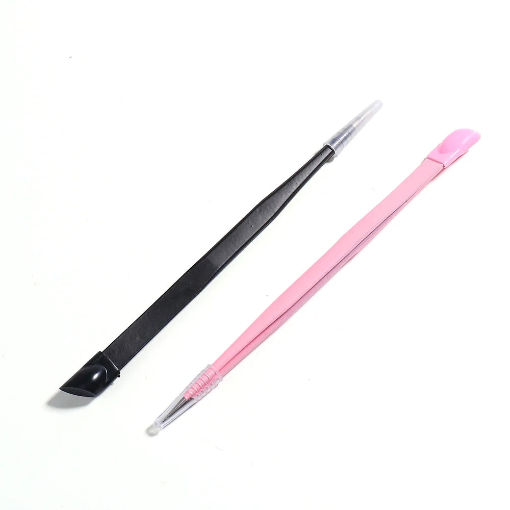1pc 2-Head Straight Nail Tweezers Silicone Pressing 3D Sticker Rhinestones Water Picker Stainless Steel Metal Nails Tool