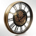 INFINITY TIME 28 Inch Oversized Bronze Antique Steampunk Modern Moving Gear Wall Clock for Dining Room Living Room