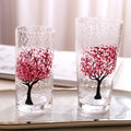Creative Home Hand-painted Hammer Eye and Cherry Blossom Patterns Minimalist Design Sodalime Glass Juice Cup SJ Glass Brand MegaBDM