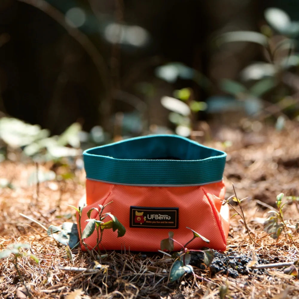 UFBemo High Quality Polyester Waterproof Convenient Foldable Grey Water Food Bowl for Pet Dog Cat